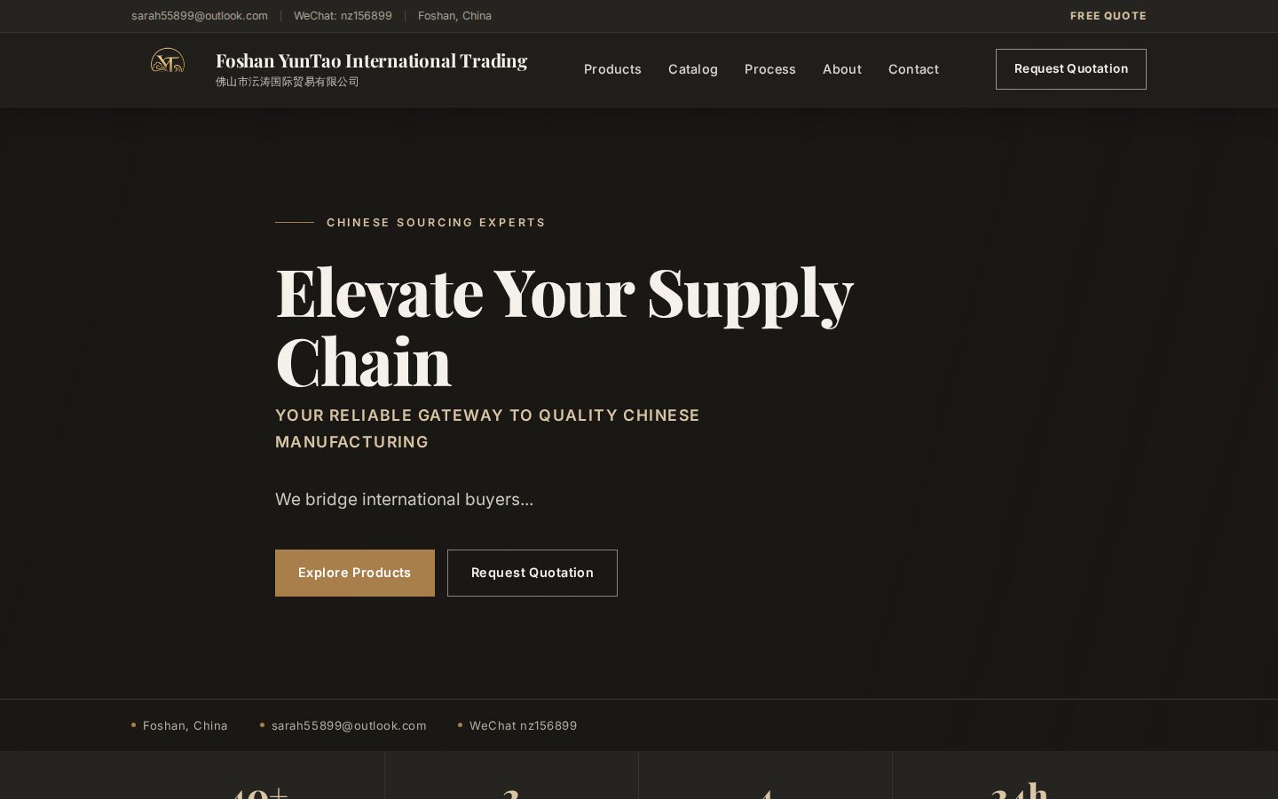 YunTao Global sourcing homepage
