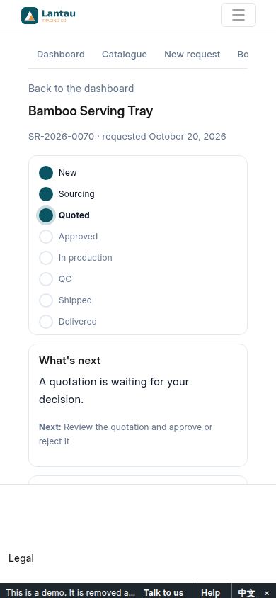 The client approves the offer in the portal