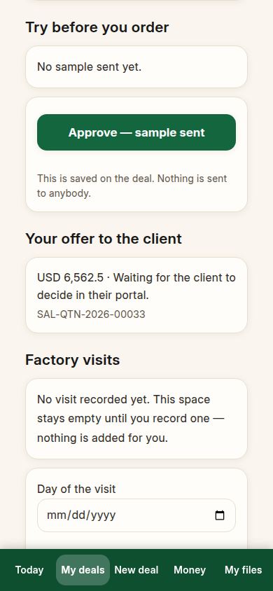 The offer is with the client, and the deal is waiting