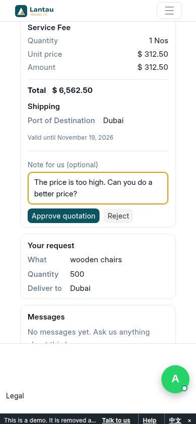 The client writes a note and says no on their page