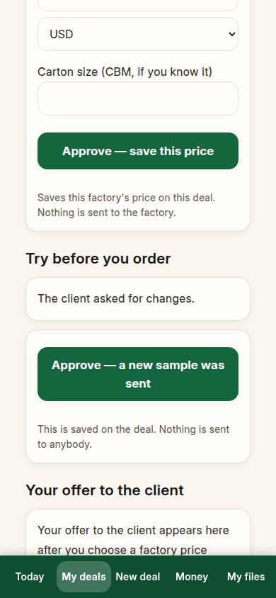 The client asked for changes to the sample