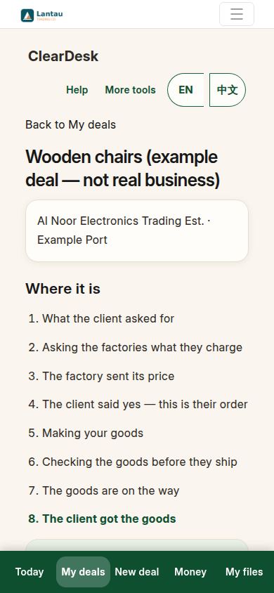 A finished example deal, with every step done